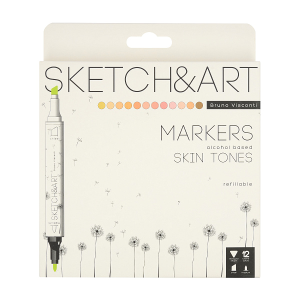 Набор скетч маркеров 12 цв. 2-х ст. "SKETCH&ART"  ПОРТРЕТ