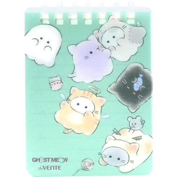 Блокнот "deVENTE. Ghost Meow" A7 80 л. лин. пластиковая обложка на пластиковой спирали, белая бумага 80 г/м², цветная печать, в пластиковом пакете