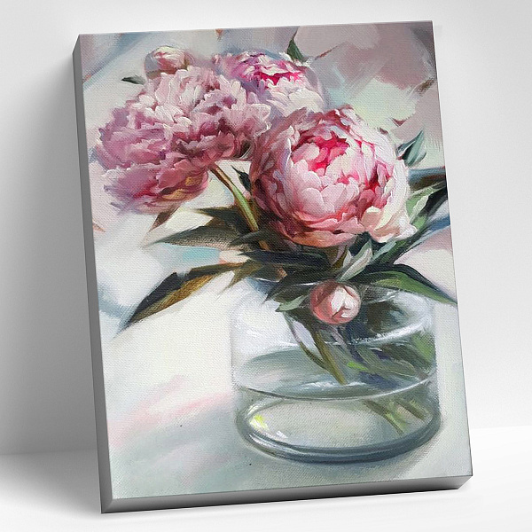 Картина по номерам 40*50 "ПИОНЫ В ВАЗЕ" (28 цветов)