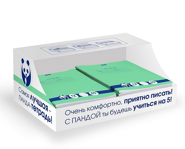 Тетрадь 48 листов клетка "Панда-Тетрадь"- А5ф Класс "A" 80г/кв.м  на скобе скругл.углы в бренд-боксе