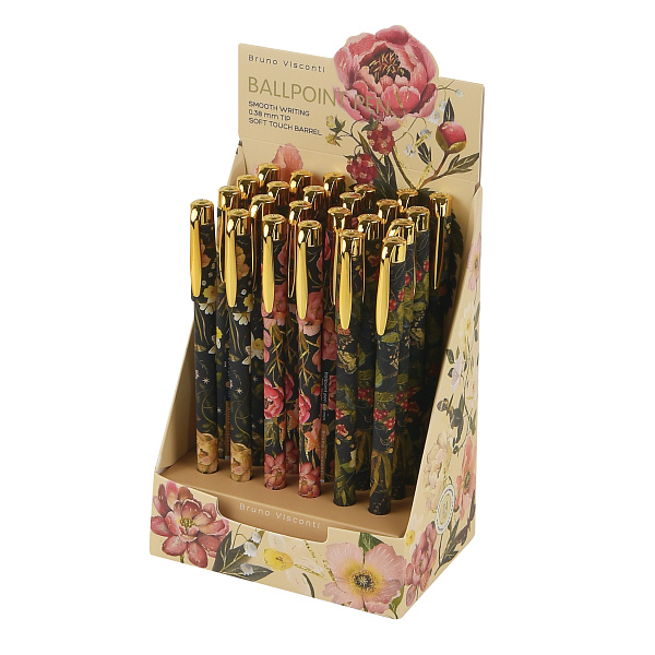 Ручка шариковая 0,38 мм "FLORA.BLACK NIGHT" СИНЯЯ