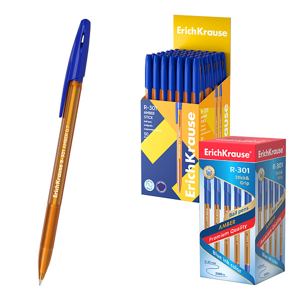 Ручка шариковая 0,7 мм ErichKrause® R-301 AMBER синяя