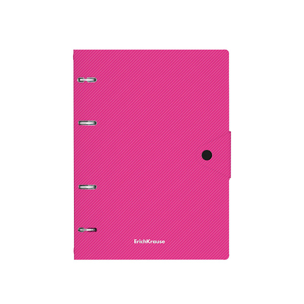 Тетрадь 80 листов в клетку пластиковая обложка на кольцах ErichKrause® Glance Vivid, на кнопке ассорти