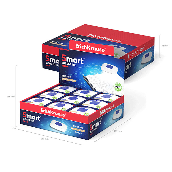 Ластик с пластиковым держателем ErichKrause® Smart Mini Square (в пакете с европодвесом)