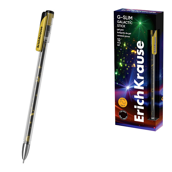 Ручка гелевая ErichKrause G-Slim Stick Galactic 0.5, цвет чернил черный (в коробке)