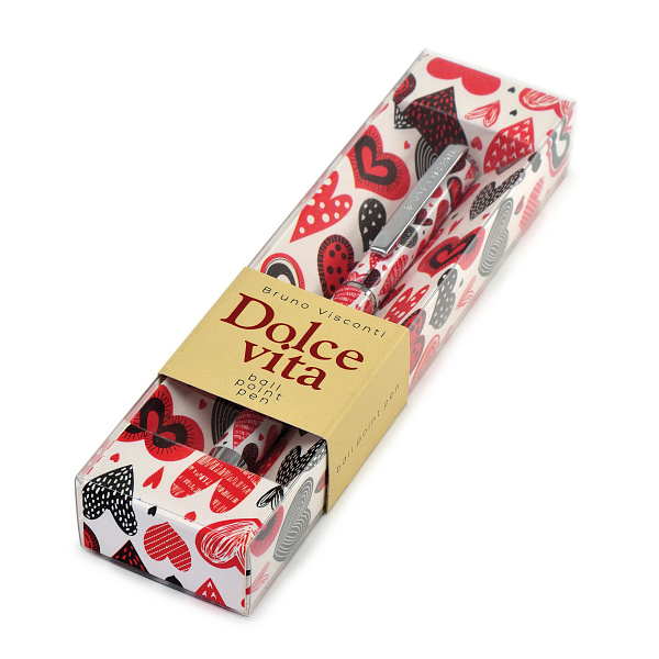 Ручка шарик. 0,7 мм "DOLCE VITA. Сердечки.Фантазия" Метал. корпус СИНЯЯ