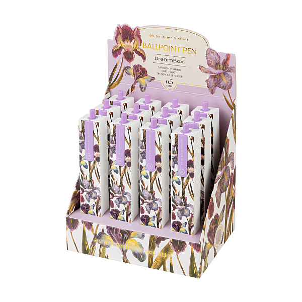 Ручка шариковая автомат. 0,5 мм "DREAMBOX.FLORA.ИРИСЫ" СИНЯЯ, В ПОДАРОЧНОМ ПЕНАЛЕ