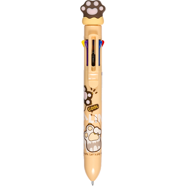 Ручка шариковая автомат. 0,7 мм deVENTE. Cat Paw 8-ми цветная, чернила на масляной основе,Ассорти 6 дизайнов