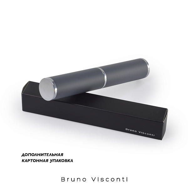 Ручка "SAN REMO" в тубуса круглой формы 1,0 ММ, СИНЯЯ (корпус черный, футляр серый) 