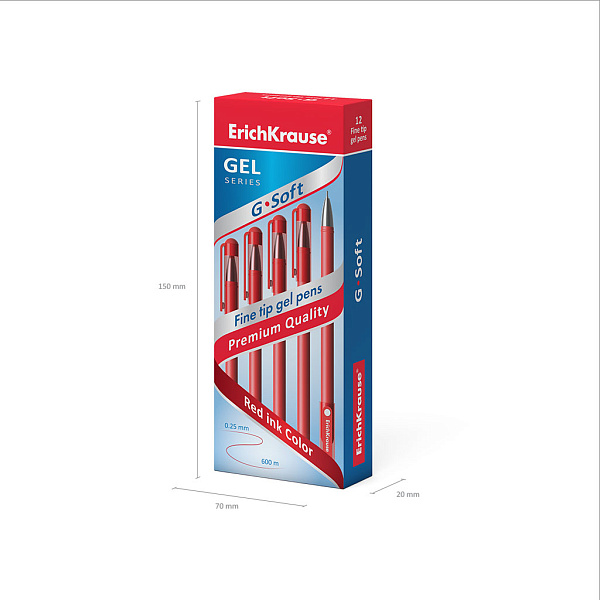 Ручка гелевая 0,38 мм ErichKrause G-Soft, КРАСНАЯ,с мягким покрытием корпуса