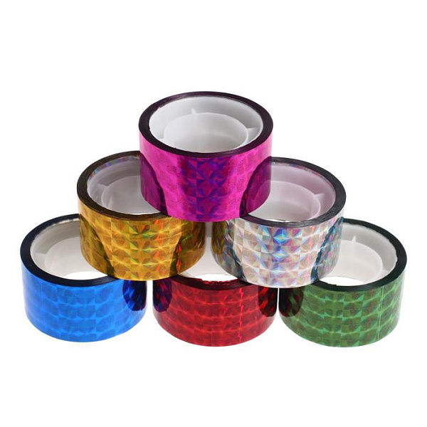 Клейкая лента голографическая 24мм*10м INDEX МИКС (спайка 12шт)