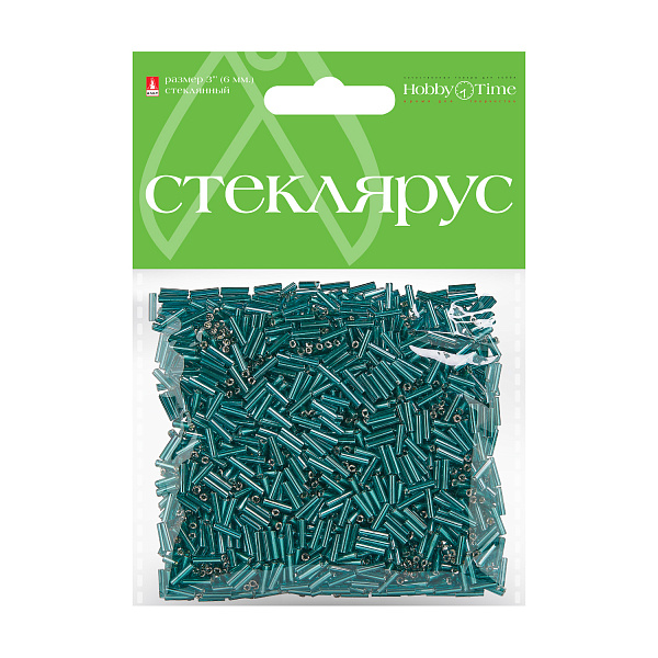 Стеклярус металлизированный, 6 мм, 60 гр, БИРЮЗОВЫЙ, №15
