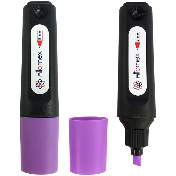 Маркер-текстовыделитель 1-5 мм "Attomex" Фиолетовый, плоский корпус, скошенный наконечник. в карт.кор.