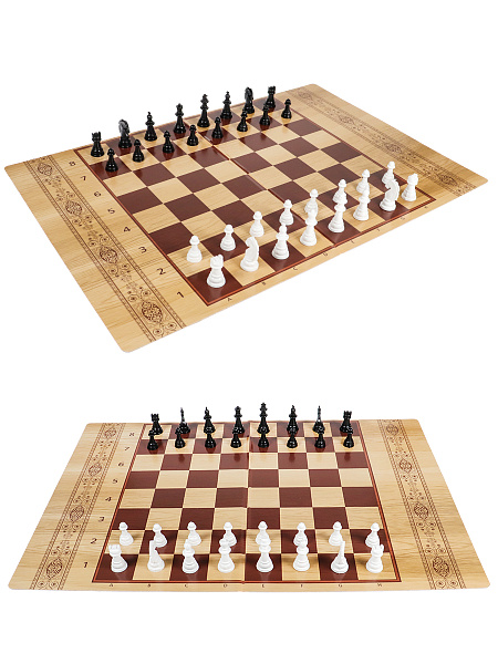 Шахматы, шашки "Рыжий кот" 22,5 х30 см классич. в  большой коробке + Поле 