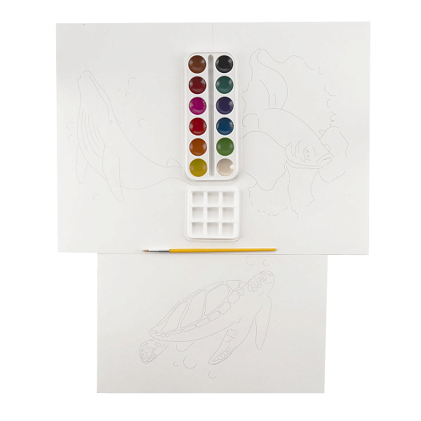 Скетчинг акварелью "Морские обитатели"