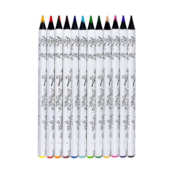 СКЕТЧ КАРАНДАШИ ЦВЕТНЫЕ "SKETCH&ART" УТОЛЩЕННЫЕ, ГРИФЕЛЬ 4 MM, 12 ЦВ. (10702070/290621/0195158,КИТАЙ)