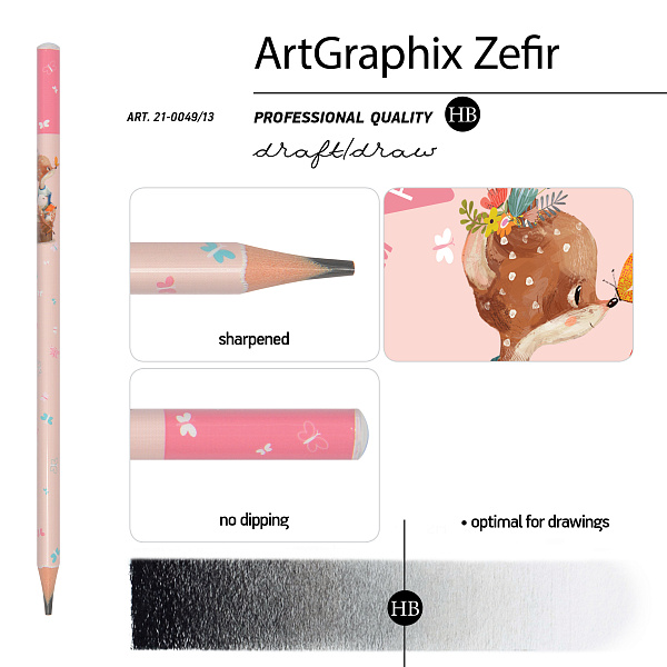 Карандаш ч/г HB "ArtGraphix. Zefir. Forest Dream. Олененок на пеньке" (пластик.корпус)