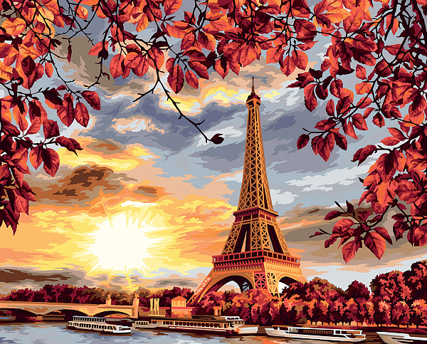 Картина по номерам 50*40 "Осень в Париже" "ФРЕЯ"