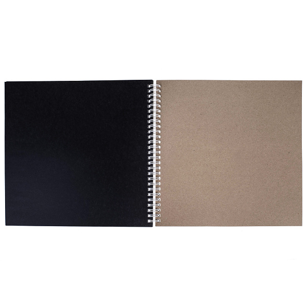 Блокнот SketchBook 30л (15л. крафт 160г +15 черный офсет 160г) 240х240мм на гребне "Воздушное путешествие" жесткая подлож. "Premium"