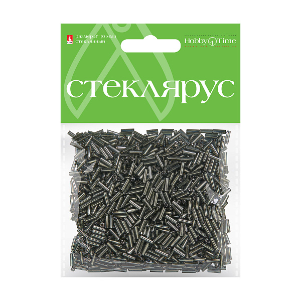 Стеклярус металлизированный, 6 мм, 60 гр, СЕРЫЙ, №10