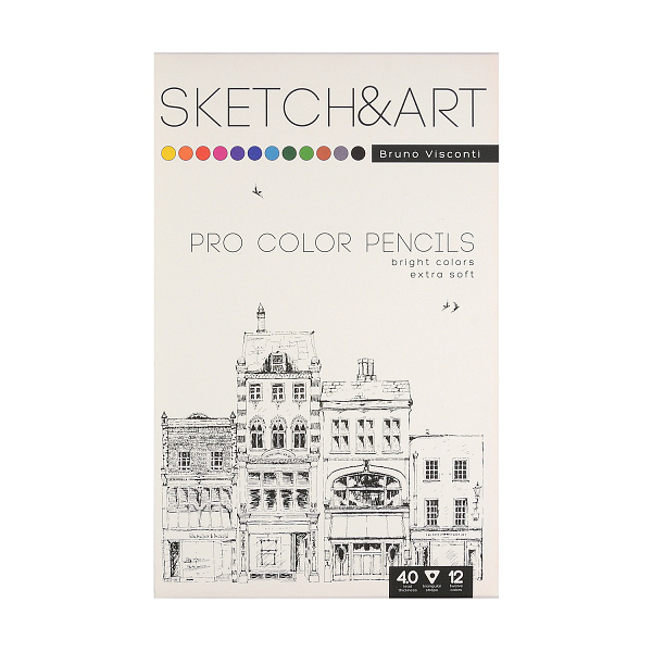 СКЕТЧ КАРАНДАШИ 12 цв. "SKETCH&ART" в металлической коробке 