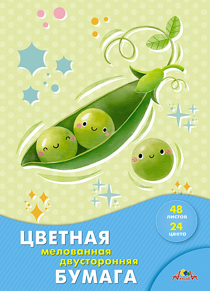 Бумага двустор. мел. А4 24 цв. 48 л. "Веселые горошинки"