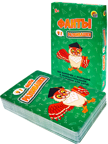 Игра карточная 100 шт ФАНТЫ. Развивашки 5+ "Рыжий кот"" 2,2х16,4х11,4 см