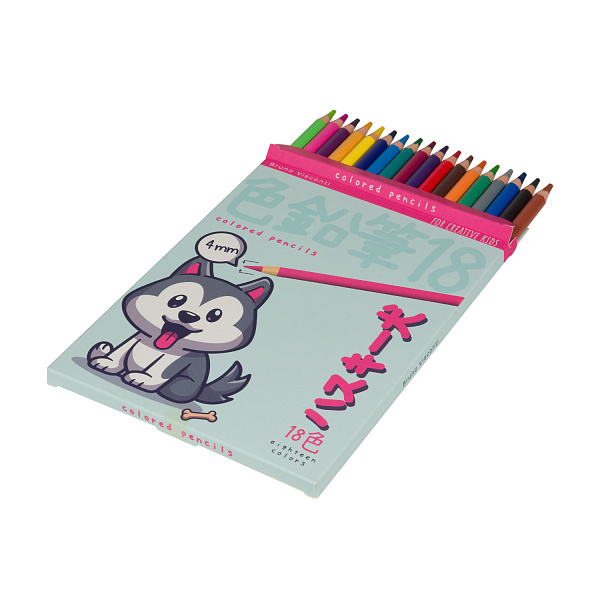 Карандаши 18 цв. "KAWAII ANIMALS" 4,0 ММ, пластиковые 4 ВИДА