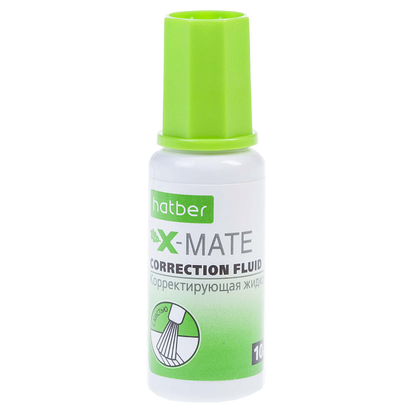 Корректир. жидкость 10 мл Hatber X-Mate на хим. основе с кисточкой