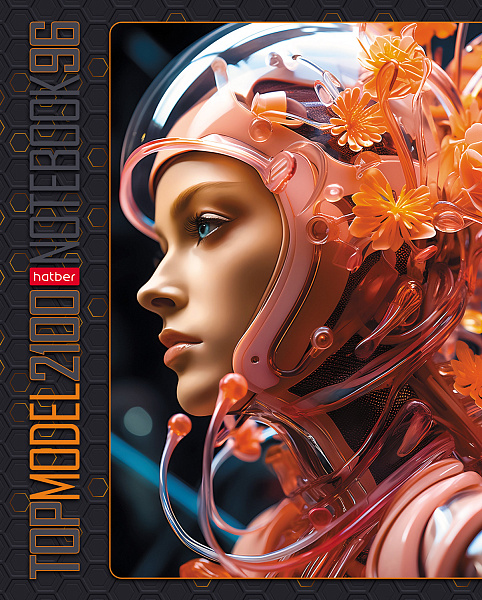 Тетрадь 96 л. кл. "Киборг_ girl" 65г/кв.м на скобе глянц. ламин.