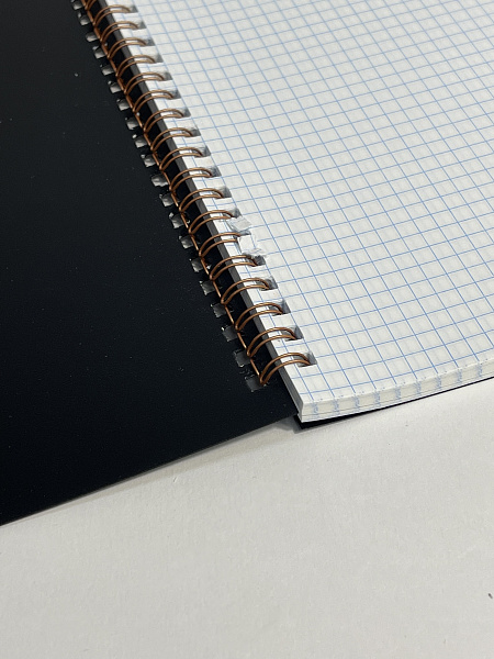 Тетрадь А4 60 л. кл. на гребне  Чёрная пластиковая обложка, офсет