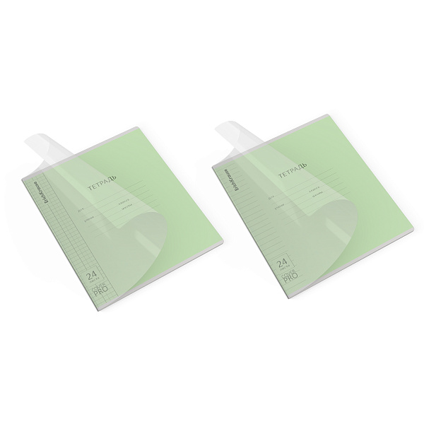 Тетрадь 24 л. кл./лин. пластиковая обложка ErichKrause Классика CoverPrо fizzy, зеленая, А5+, на скобе 