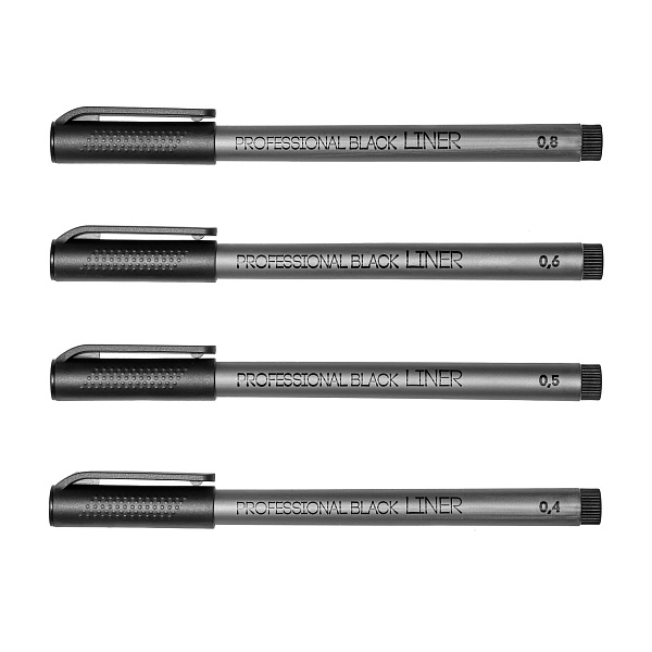 Набор линеров "SKETCH&ART" УТОЛЩЕННЫХ ЧЕРНОГО ЦВЕТА, 4 штуки