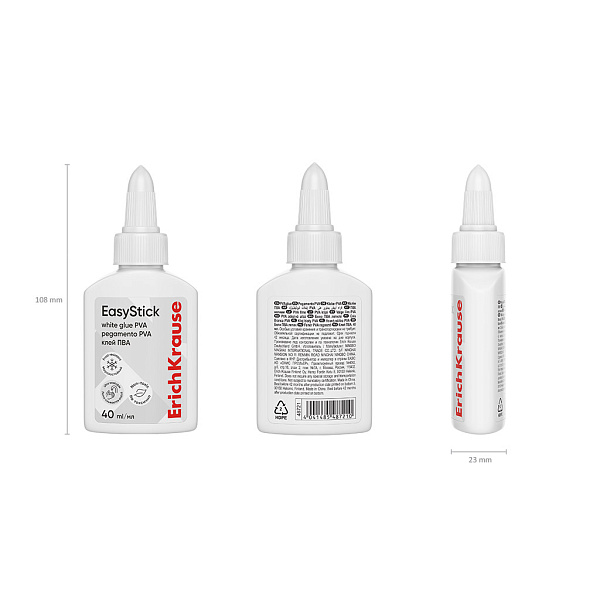 Клей ПВА 40 мл ErichKrause EasyStick, (в дисплее по 16 шт.)