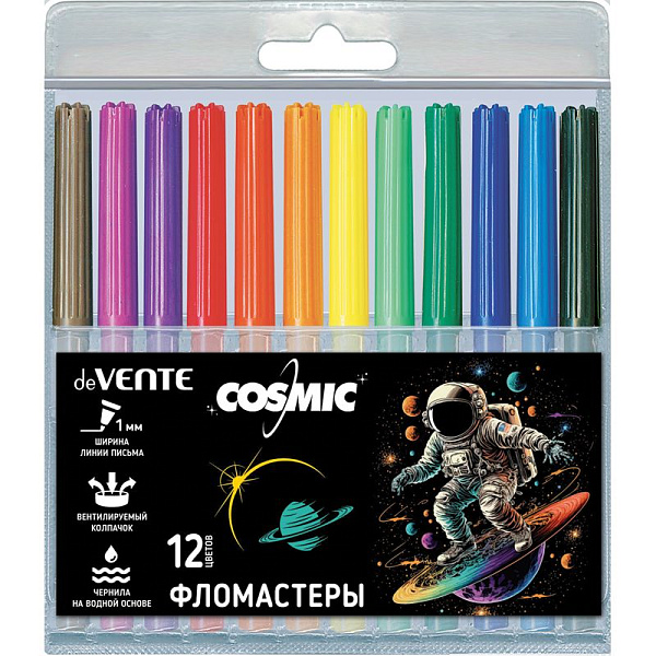 Фломастеры 12 цв. "deVENTE. Cosmic" в блистере, с вентилируемым колпачком 