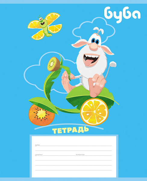 Тетрадь 12 л. кос. лин. "Буба" 5 диз.в блоке скругл.углы, 65г/кв.м