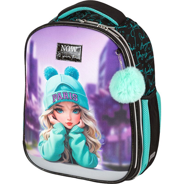 Рюкзак школьный "deVENTE. Choice Lite. Paris Girl" жесткий 38x29x17 см (17 л) вес 800 г, 1 отделение на молнии с разделителями для учебников, 1 отделение с органайзером, 2 боковых кармана сеткой на резинке, эргономичная формоустойчивая вентилируемая 