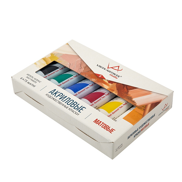 Акрил 6 цв. 75 мл. "VISTA-ARTISTA" Studio набор  матовые