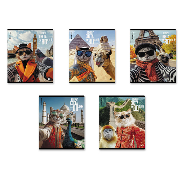 Тетрадь 48 листов в клетку "CatVoyage", глянцевая ламинация ErichKrause  _MIX-PACK 