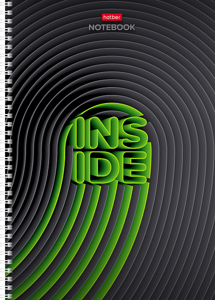 Тетрадь А4 96 л. кл. на гребне "INSIDE" 65г/кв.м  выб лак 4 диз.в блоке,многоуров.перфорация