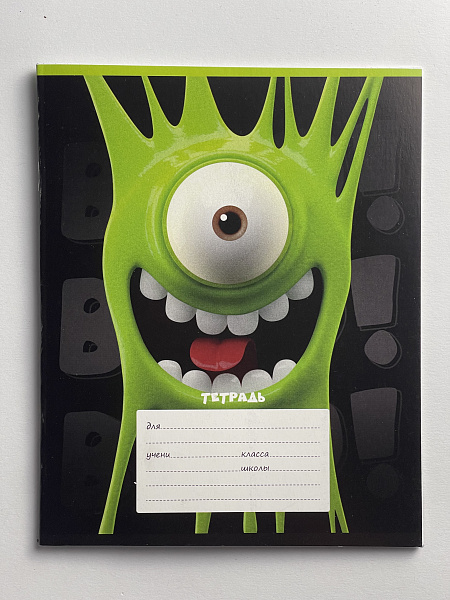 Тетрадь 12 листов в клетку обложка из мелованного картона (200г/м2), блок офсет (92%, 60г/м2), микс 5 видов