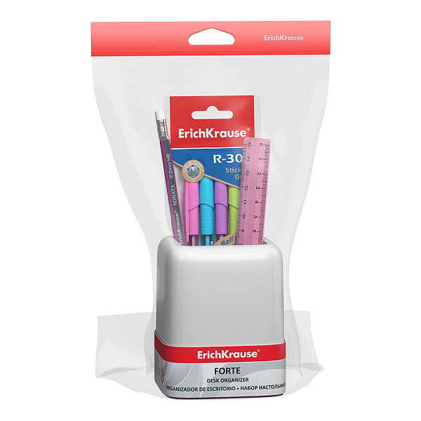 Набор настольный ErichKrause® Forte, Pastel, белый с розовой вставкой