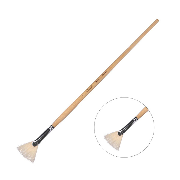 Кисть щетина веерная №6 (9 мм) Сонет длинная лакированная ручка,