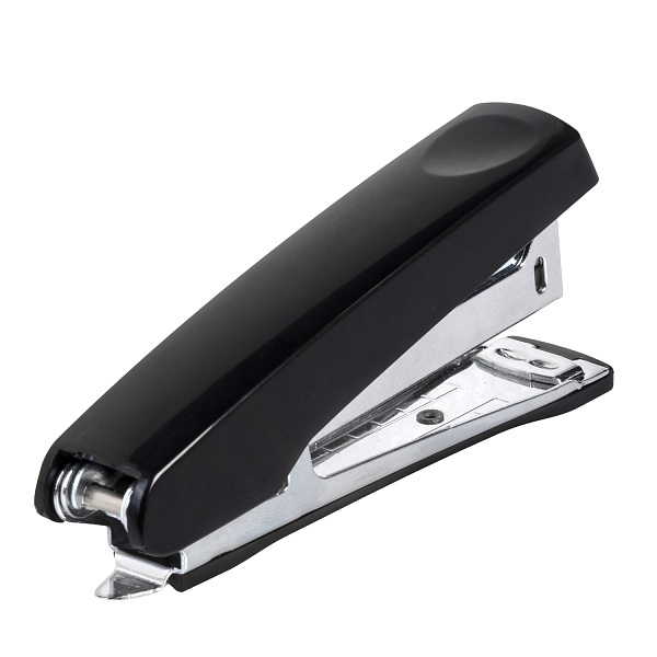 Степлер №10 на 12 листов Hatber "Gentle", пластиковый, 80 скоб, захват 50 мм, с антистеплером, чёрный