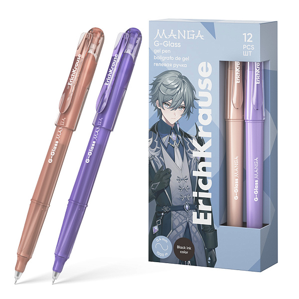 Ручка гелевая 0,5 мм ErichKrause G-Glass Stick Manga ЧЕРНАЯ