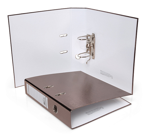 Папка-регистратор 70 мм Hatber Бумвинил METALLIC Коричневая