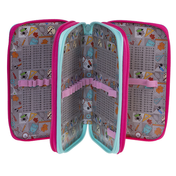 Пенал 3секц. д/дев. 190*110 Hatber "Sweets" с табл.умножения  на молнии глянц. ламин. в индив.упак.