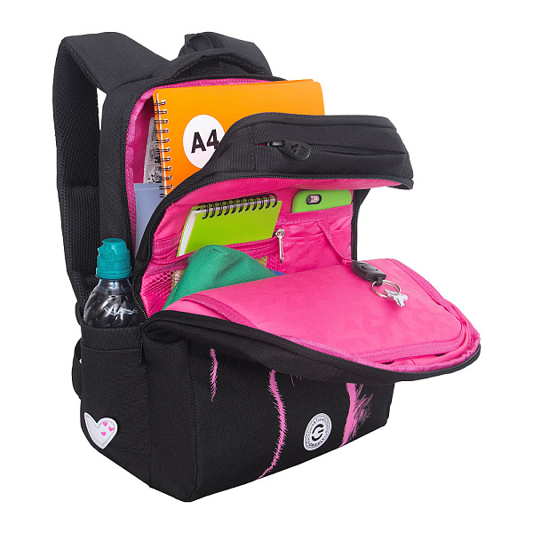 Рюкзак школьный с обесом (/1 черный - розовый)