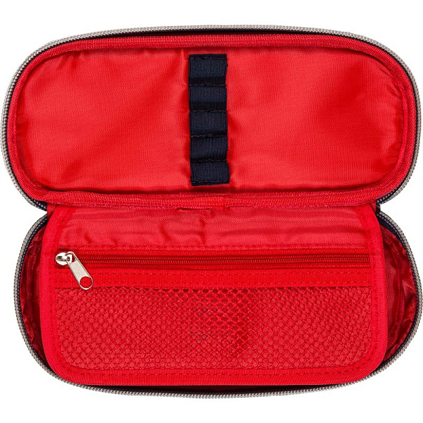 Пенал "deVENTE. Hockey" 21x8x5 см, овальный для 50 пр. с внутренним органайзером-створкой, текстильный с каучуковой аппликацией, на молнии