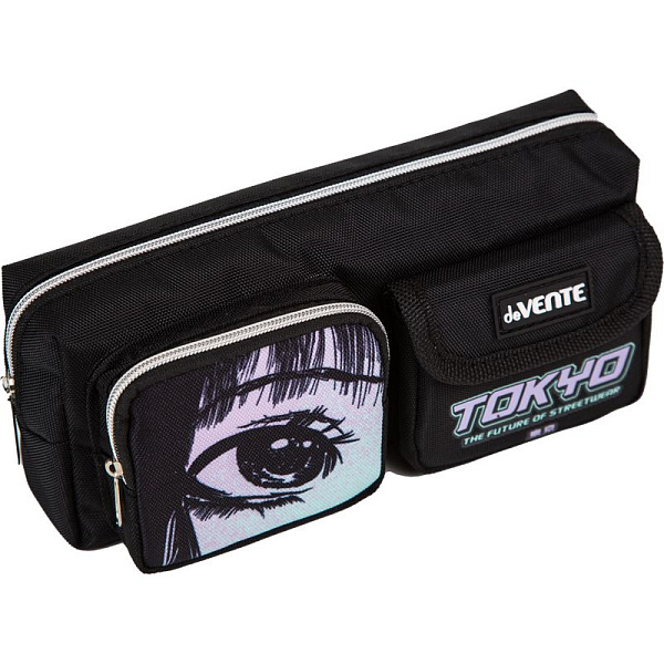 Пенал "deVENTE. Tokyo Style" 21x8,5x6 см, прямоуг.для 50 пр., текстильный, на молнии, с каучуковой а